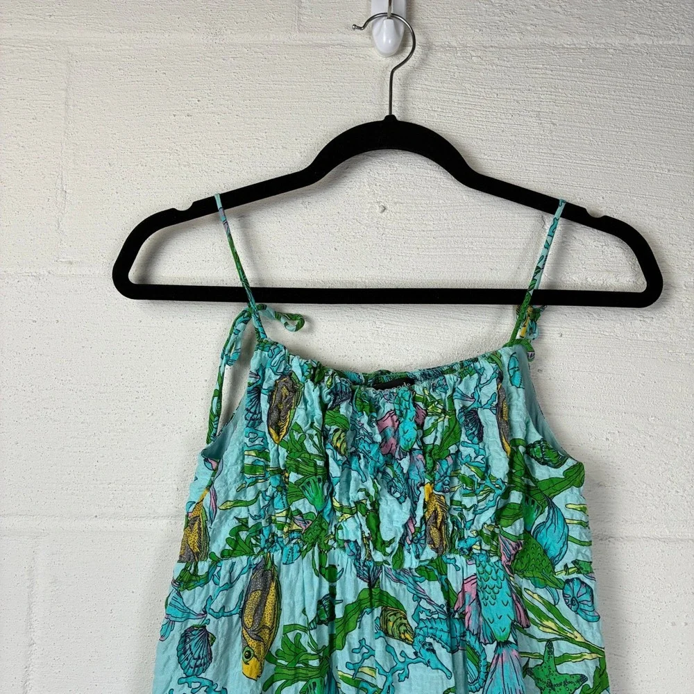 Kate Spade Womens Under the Sea Fish Print Maxi Dress Size S Resortwear Beach